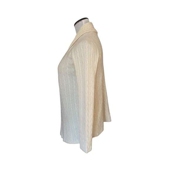 Womens 100% Cashmere Cable Knit Open Cardigan Sweater Size M Ivory Quiet Luxury - Picture 2 of 10